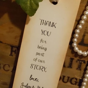 Wedding Favor, Bookmark Favor, Personalized Wedding Thank You Bookmark,  Part of Our Story, Vintage Style Set of 10