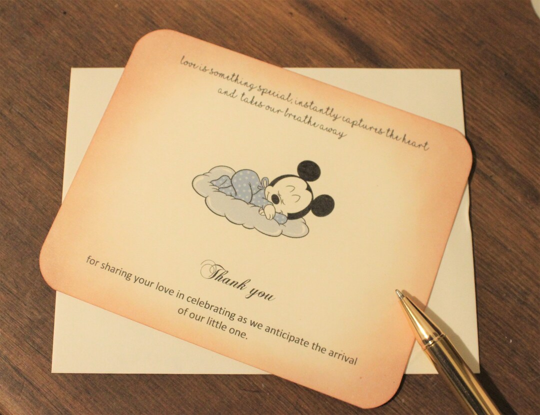 Baby Mickey Mouse Baby Boy Thank You Cards Flat Cards Set of 12 - Etsy