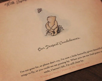 Winnie the Pooh Sympathy Card Grief and Mourning Card Condolences Loss of Baby Greeting Card