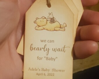 Personalized Winnie the Pooh Favor Tags, Vintage Style, Set of 24