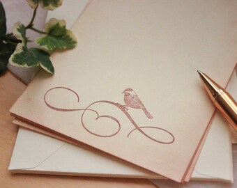 Stationery Set, Bird Note Cards, Cards, Flat Cards, Coordinating Envelopes Free Personalizing Available