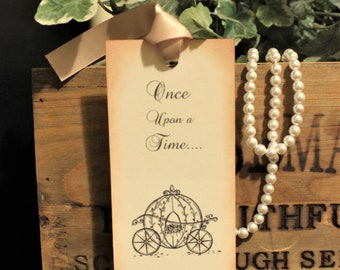 Fairytale Favors Once Upon a Time Bookmarks Carriage Bookmarks Vintage Style Set of 10 Choice of Ribbon Color