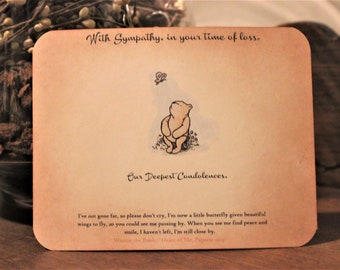 Winnie the Pooh Sympathy Card for Loss of Baby, Condolences Greeting Card