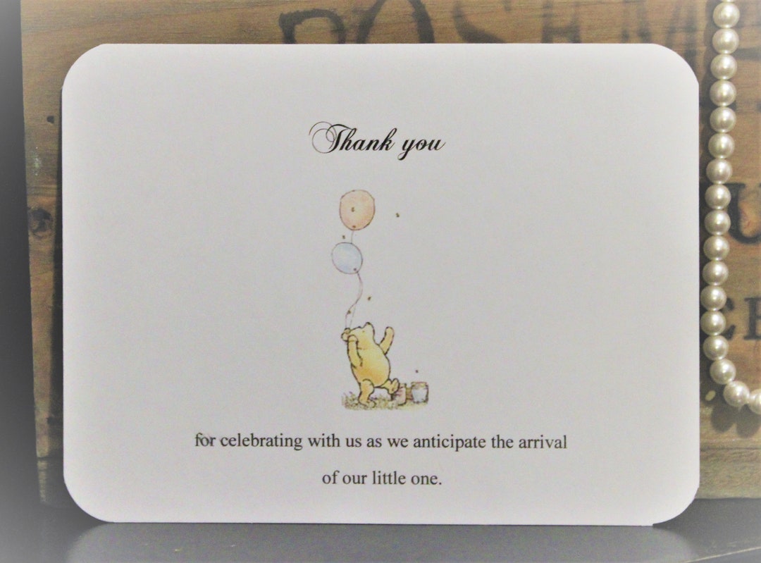 Classic Winnie the Pooh, Baby Shower White Thank You Cards, Pooh Thank