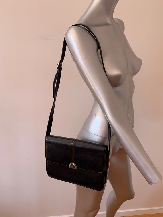 Black Italian leather cross body bag