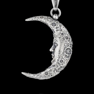 Collana luna ciondolo celeste Ciondolo in argento Luna con viso piccola e grande collana goth gioielli da strega collana con fasi lunari