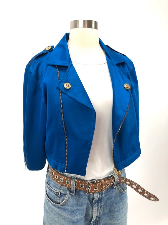 Bight blue crop jacket