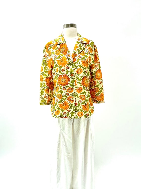 Silk floral blouse.