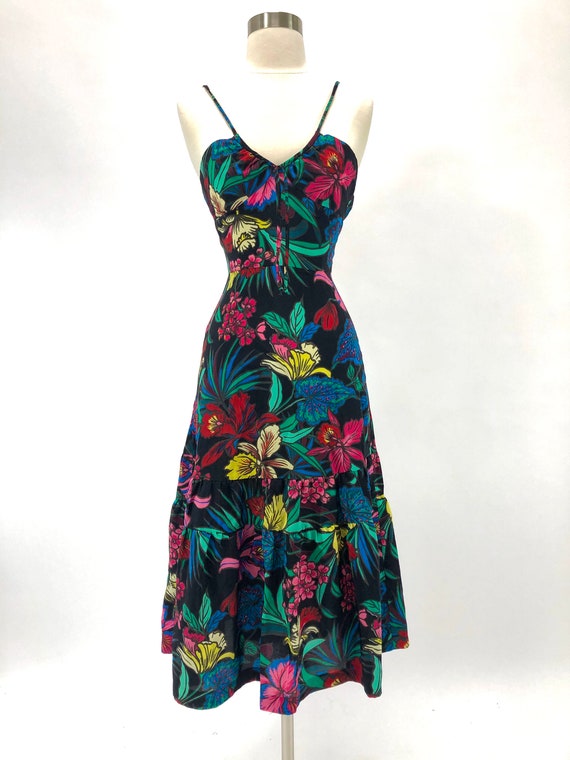 Bright floral tiered sun dress