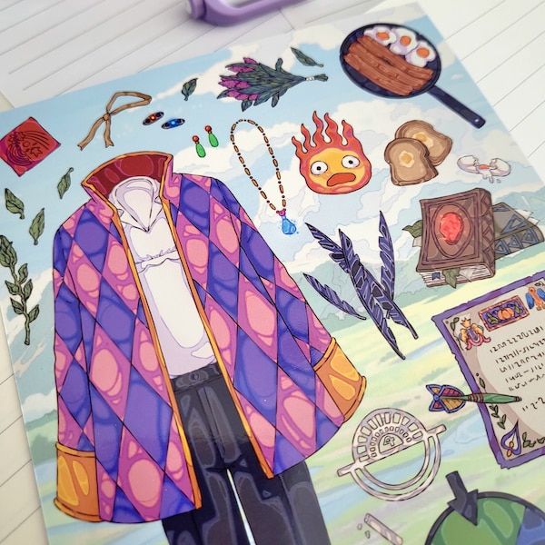 Wizard Howl’s Outfit- Gloss 5x7 Art Print, Anime Inspired, Plushie Game, Illustration Design, Decor Bedroom, Lofi Aesthetic