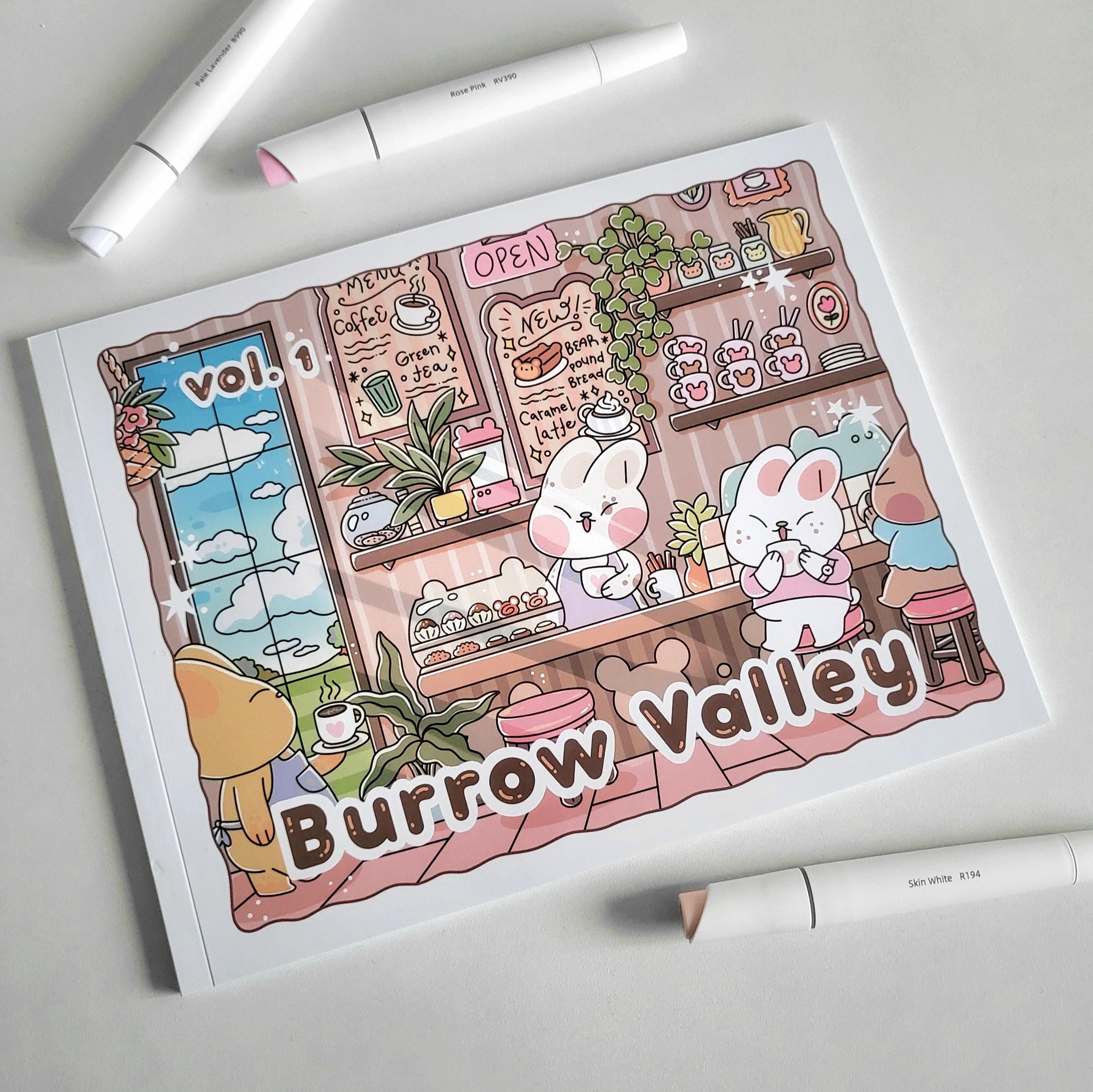 BURROW VALLEY Coloring Book Volume 1: 20 pages in total to color! Activity Book, Stress Relief, Color Therapy, Kids and Adult Gift