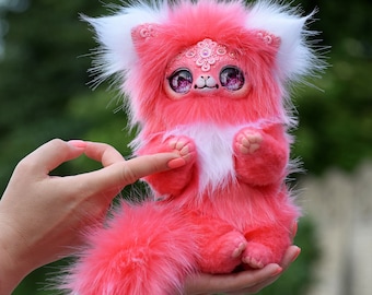 Fantasy Cat Art Doll: OOAK Faux Fur Kitten Plush