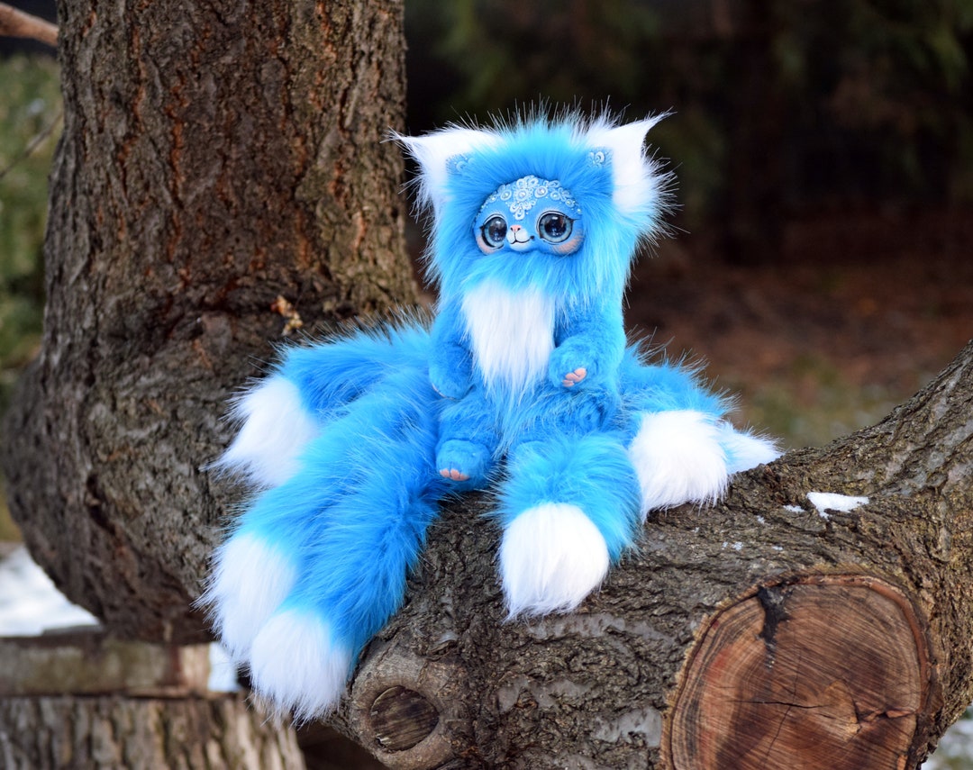 Blue Demon Fox Kitsune Mythology Werewolf Girl 9 Tails Fox - Etsy