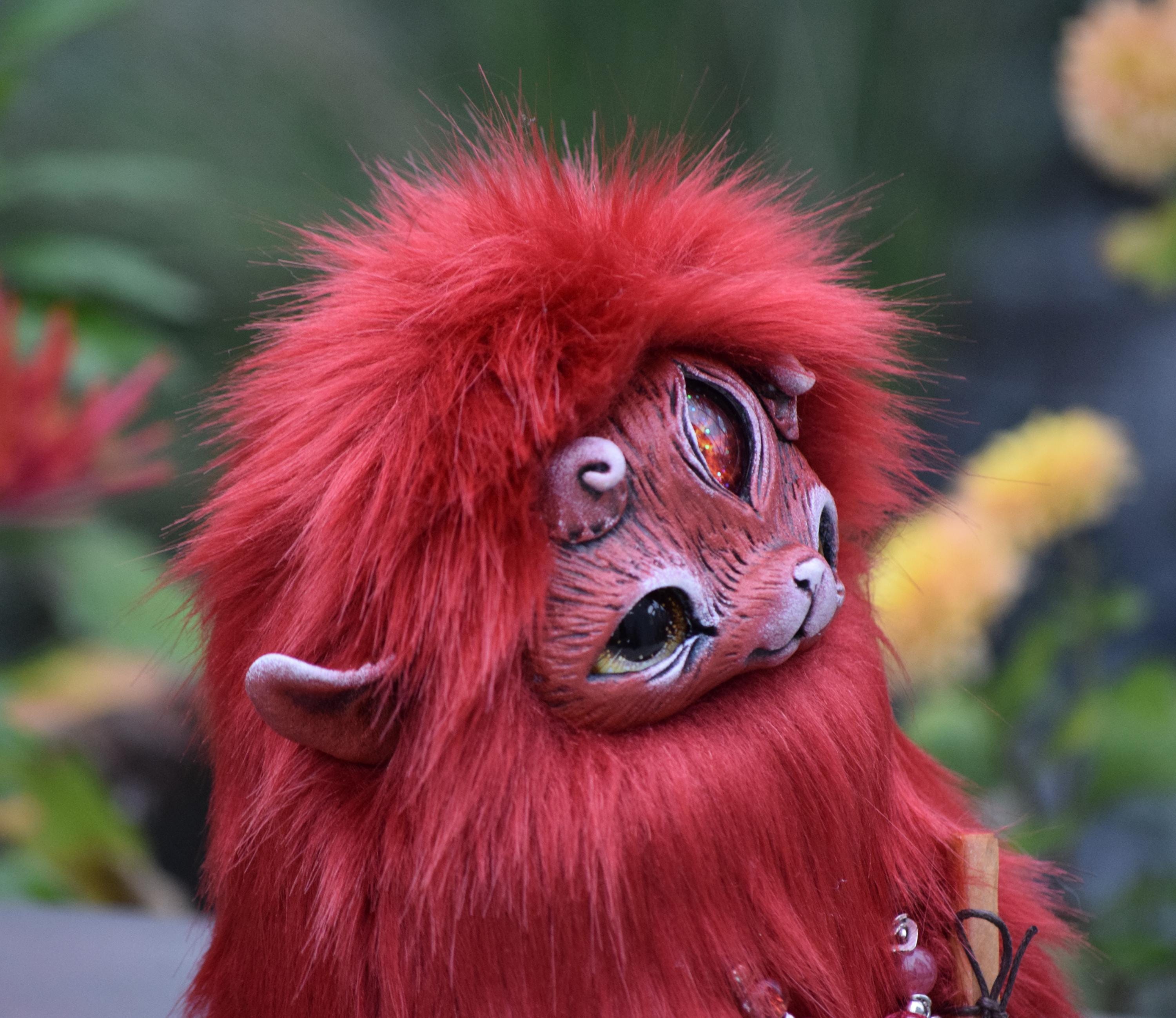 Handmade Fuzzy Lucky Creature: Magical Charm With Blessing Scroll