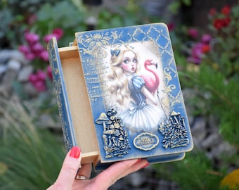 Book Box Alice in Wonderland –  Gift Storage Box Casket