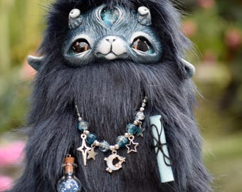 Handcrafted Night Guardian: Fantasy Doll with Fairy Dust and Spell Scroll