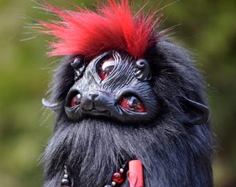 Dark Familiar Spirit, Handmade Fantasy Creature, Witch Companion, OOAK Collectible