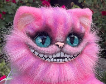 Cheshire kitten fluffy realistic toy Pink