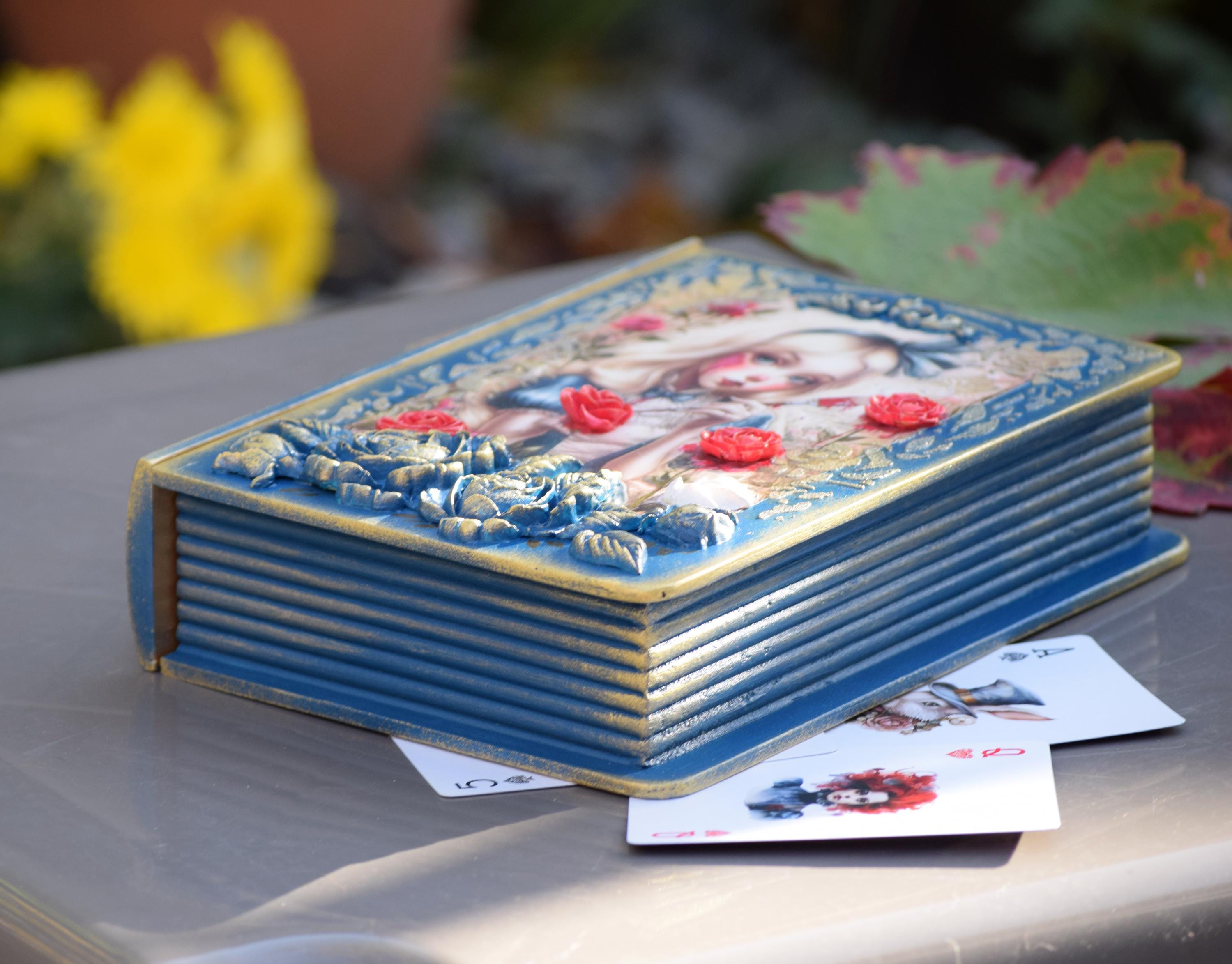 Book Box Alice in Wonderland Gift Storage Box Casket - Etsy