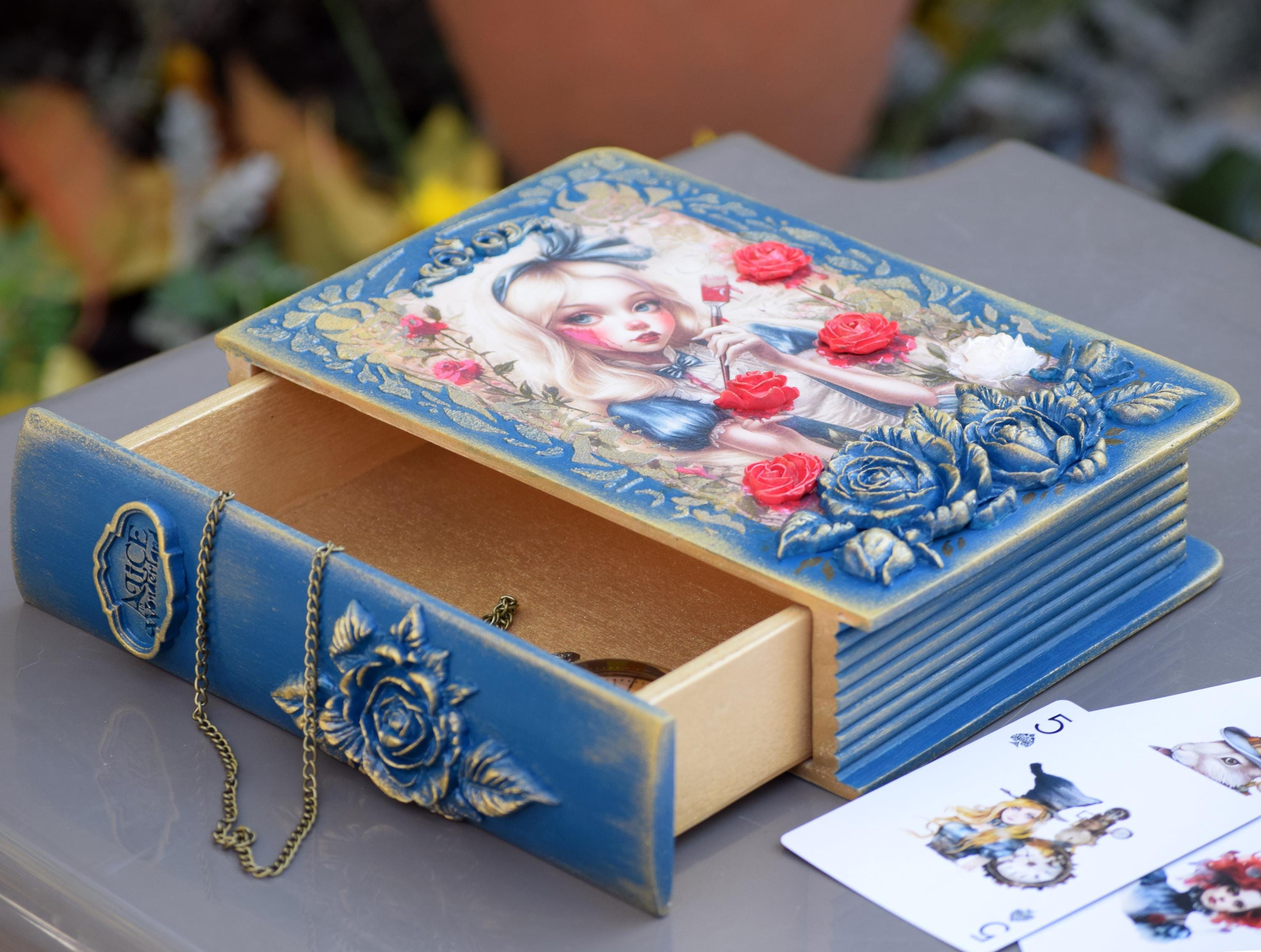 Book Box Alice in Wonderland Gift Storage Box Casket - Etsy