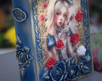 Book Box Alice in Wonderland – Decoupage, Vintage Style, Gift Storage Box Casket