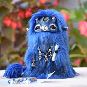 Night Guardian Spirit Doll, Handmade Fantasy Creature, Third Eye Art Doll, Mystical Plush Companion, Lucky Talisman, OOAK Collectible Gift