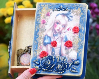 Book Box Alice in Wonderland  Gift Storage Box Casket