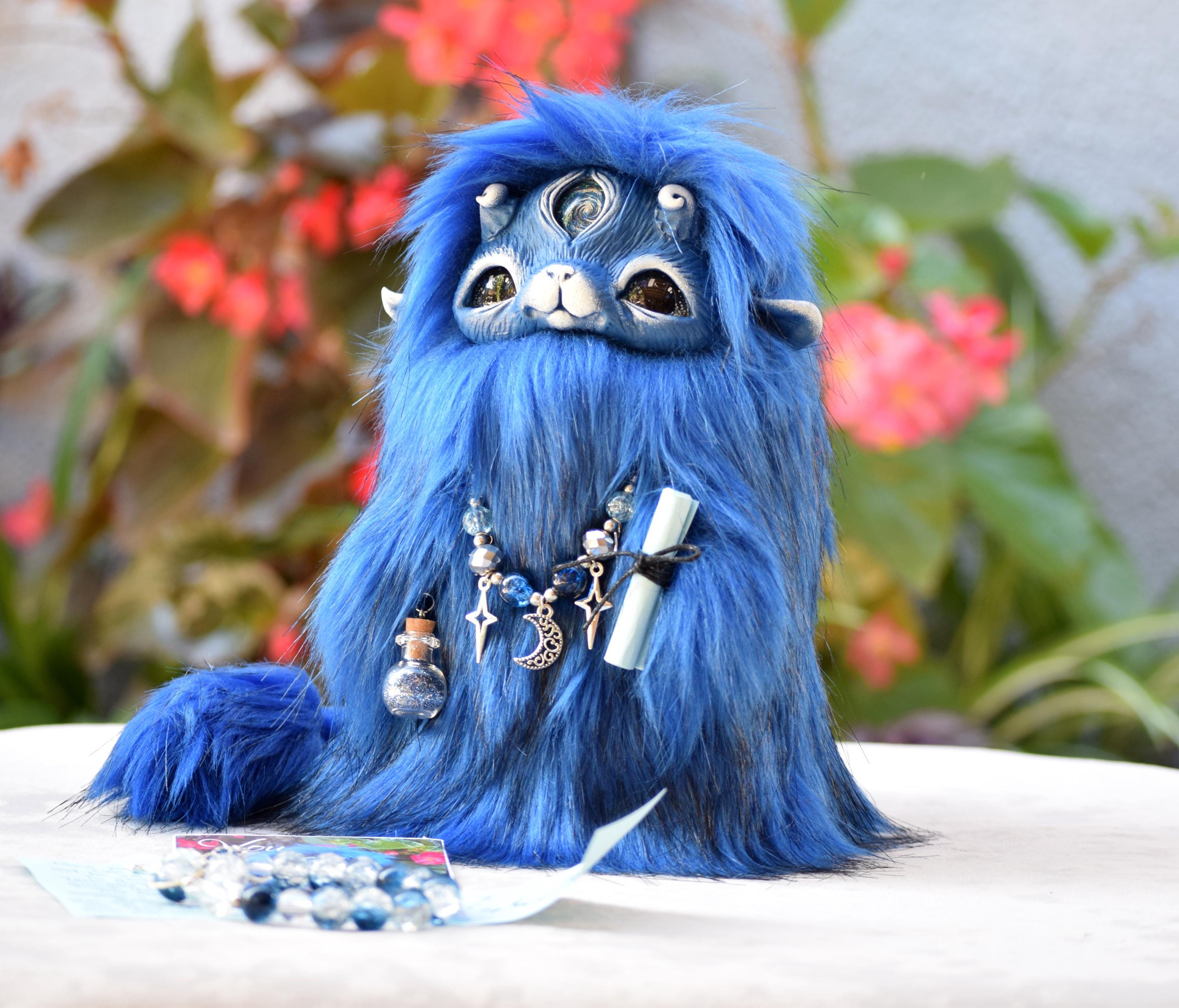 Night Guardian Spirit Doll, Handmade Fantasy Creature, Third Eye