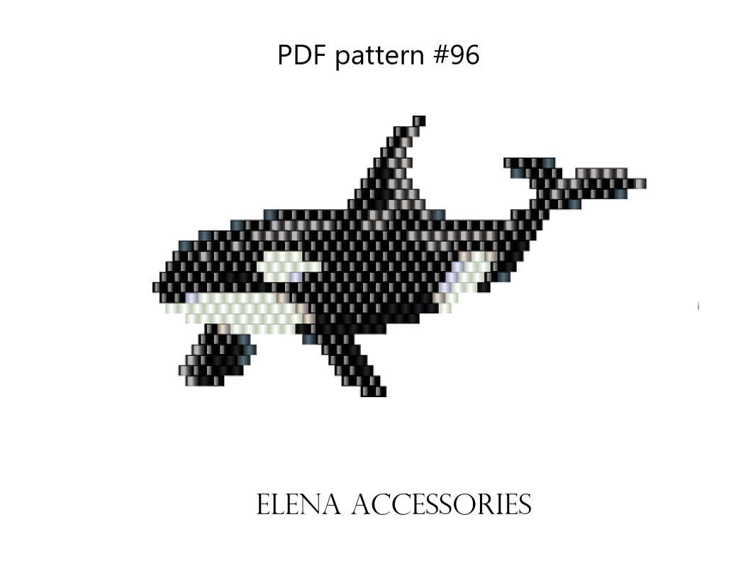 Killer whale Orca brick stitch PDF pattern for miyuki delika | Etsy