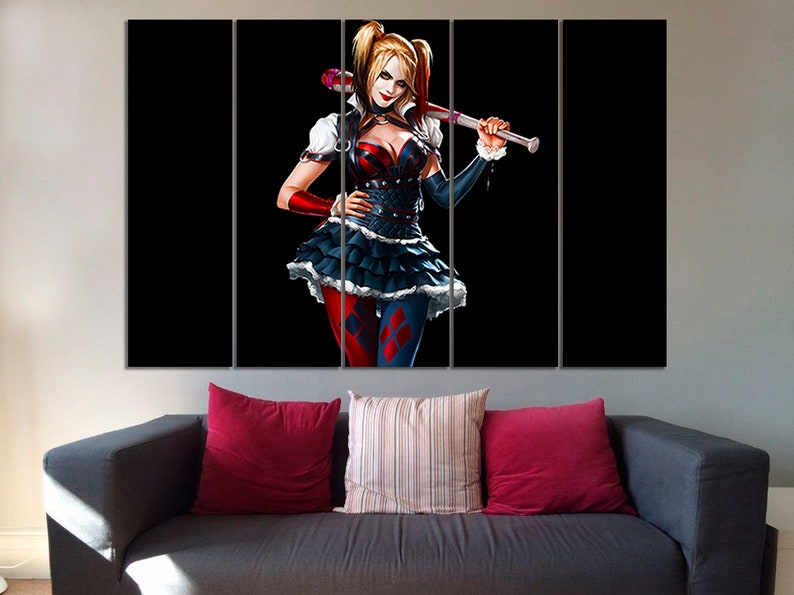 Harley Quinn Canvas Harley Quinn Wall Art Harley Quinn Wall Etsy
