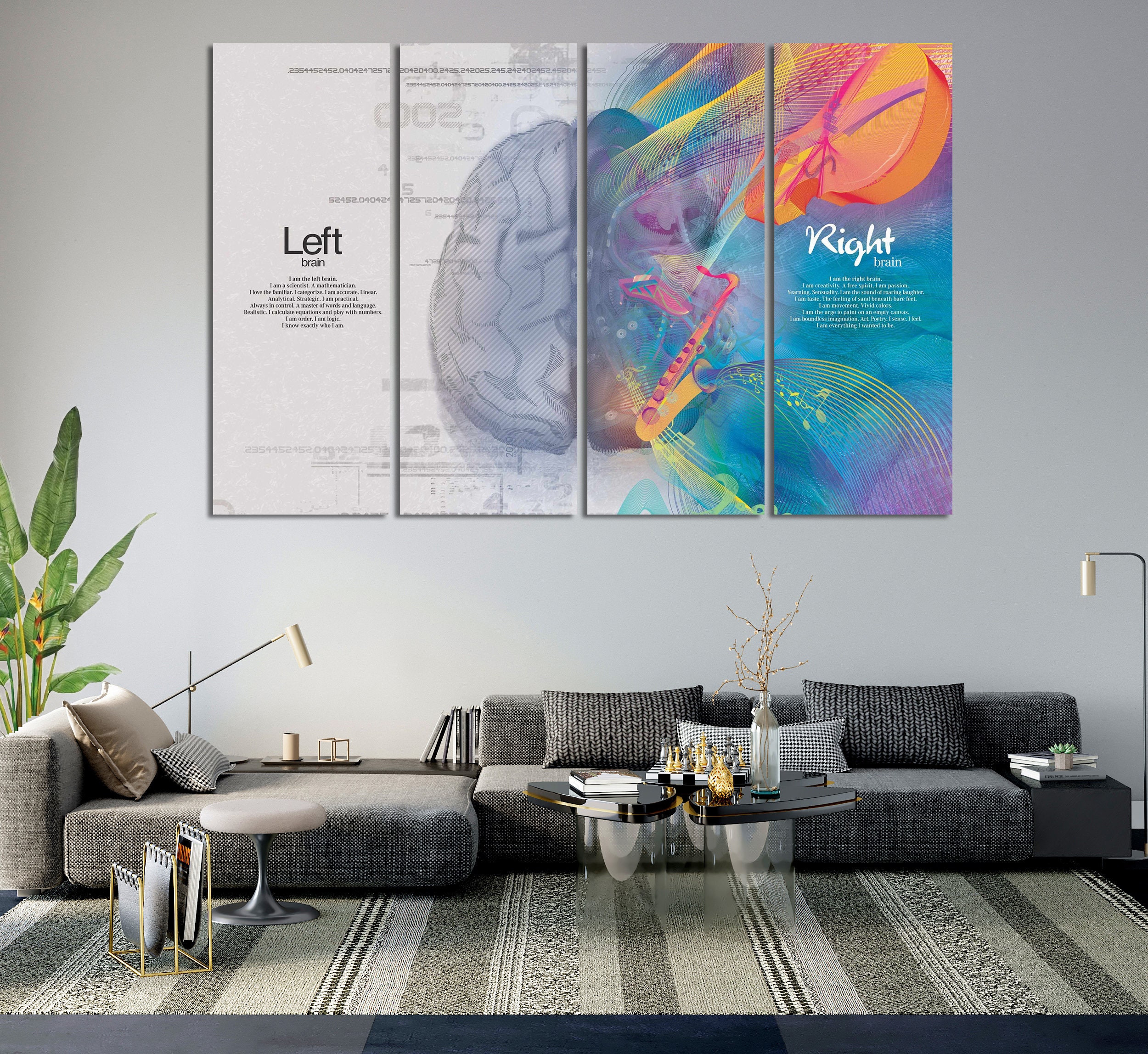 Brain canvas Brain print art Anatomical brain posters Etsy