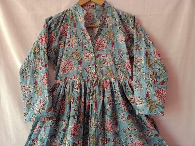 Summer Dress,Pocket Dress,Gift For Her, Indian Cotton Dress,Long Dress,Dress For Women,Block Print Dress,Cotton Dress image 3