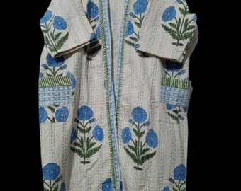Kantha Kimono,Kantha Jacket,indian Kimono Robes Kimono Cardigan Winter Cotton Jacket Winter Kimono Cardigan Boho Winter Dress Robe For Women