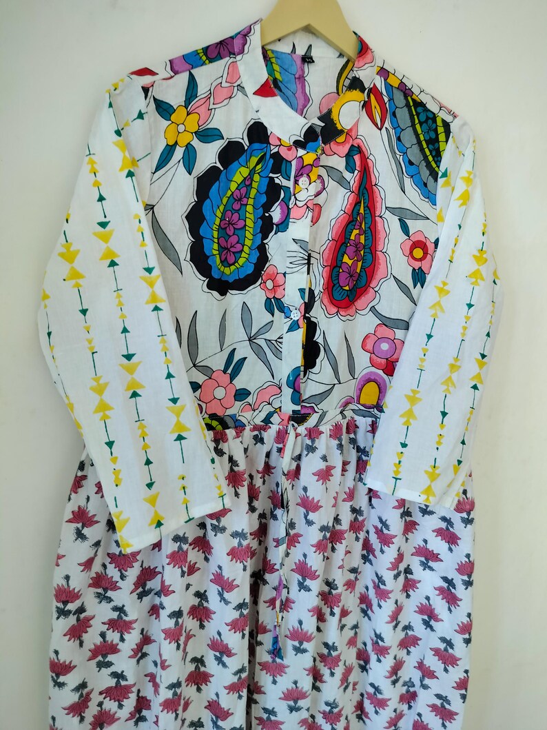 Patchwork Dress Pocket Dress Gifts For Her Indian Cotton Dress Summer Dress Long Dress M size (40 inch bust) image 2