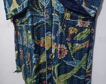Peacock Kimono Robe Kantha Stitch Winter Jacket Unisex Body Coverups Kimono Cardigan Winter Bath Robes Bird Winter Robe Bridal Robes