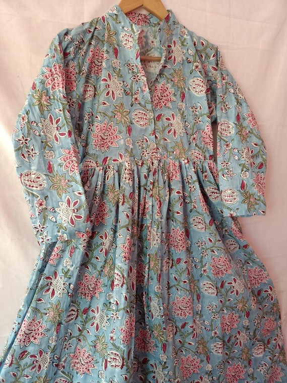 Summer Dress,Pocket Dress,Gift For Her, Indian Cotton Dress,Long Dress,Dress For Women,Block Print Dress,Cotton Dress