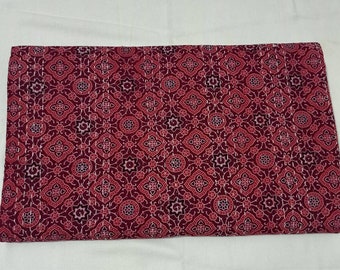 Ajarak print Indian handmade throw perfect bed matching Kantha quilt bedspread size queen