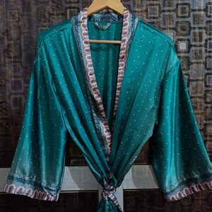 Silk Kimono Robe Bohemian Kimono Dress Dressing Gown Kimono Cardigan Linen Kimono Robes Evenings Lounge Wear Silk Dress
