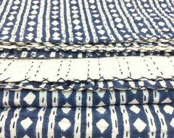 Indian handmade beautiful kantha quilt, kantha bedspread, kantha throw, kantha bedcover size multi