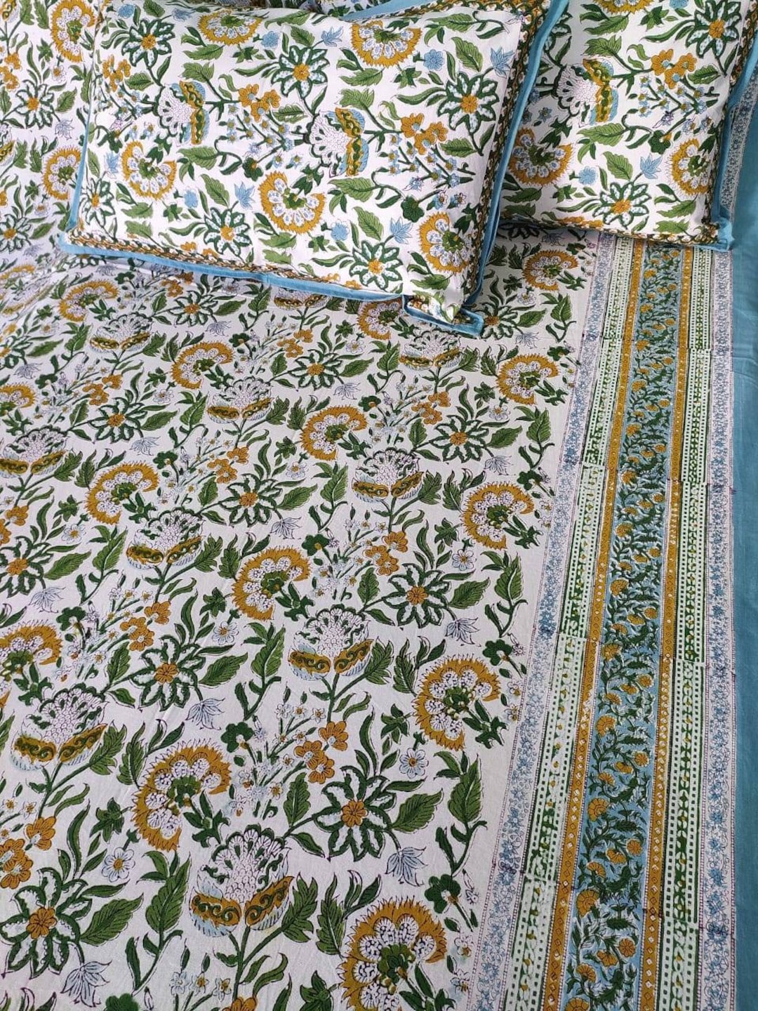 Sheets Set's /bed Cover/ Indian Handblock Floral Print Etsy