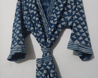 Patchwork indigo Kimono,Robe Night Costume,Delivery Gown,Sweam Wear Kimono,Cardigan Japanese,kimono Delivery Gown,Cotton Robe,indian Kimono