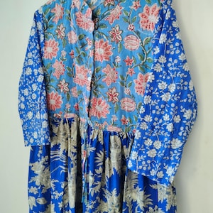 Patchwork Indian Cotton Midi Dress, Block Print Bohemian Summer Dress image 3
