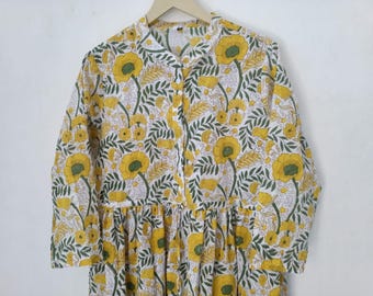 Dress,Summer Dress,Block Print Dress,Pocket Dress,Gift For Her, Indian Cotton Dress,Handprint Dress,Gifts