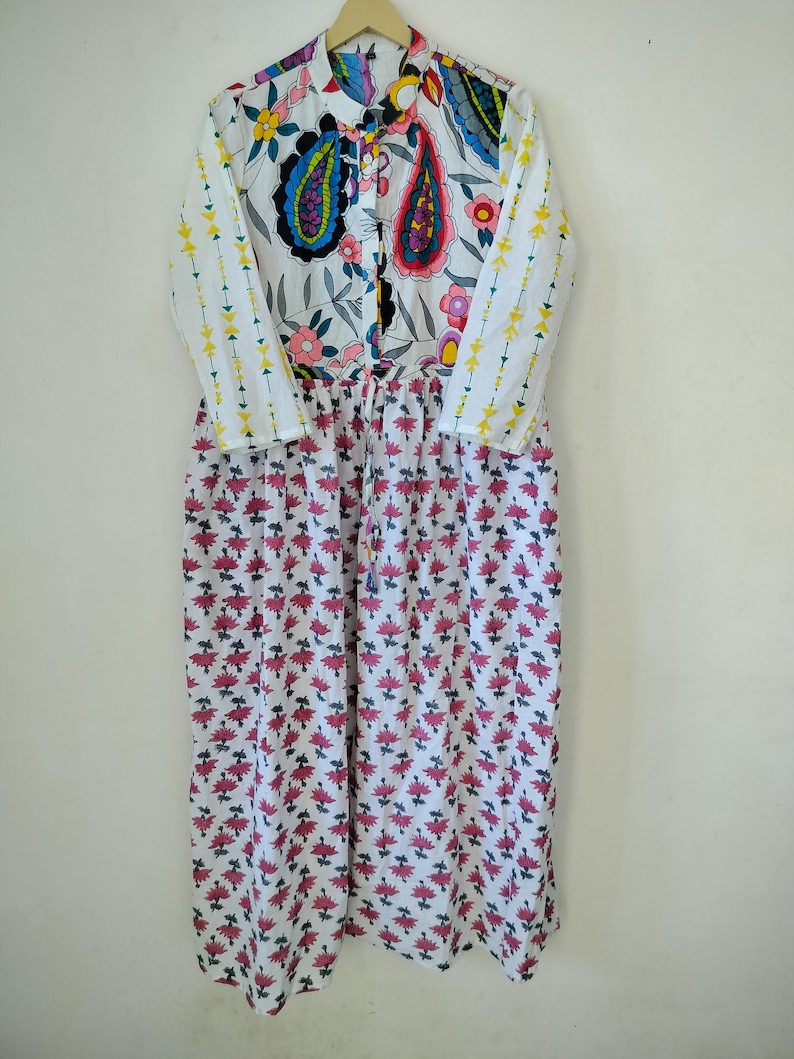 Patchwork Dress Pocket Dress Gifts For Her Indian Cotton Dress Summer Dress Long Dress M size (40 inch bust) image 3
