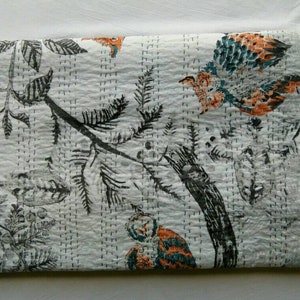 Owl print new handmade Indian beautiful throw, coverlet perfect bed matching bedcover, bedspread size 90x108