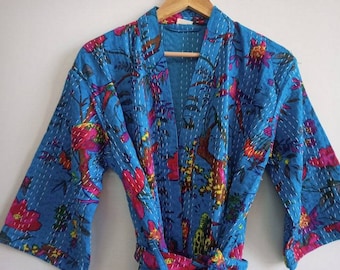 Winter Kimono Robe Kantha Kimono Jacket Winter Kimono Cardigan Beach Wear Cotton Robe Bridesmaid Robes Japanese Kimono Winter Haori Floral