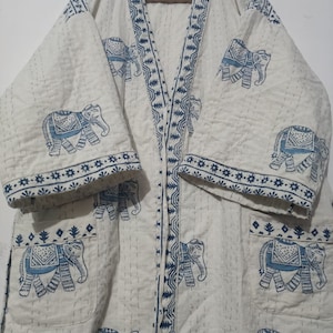 Kantha Work Indian Handmade Handblock Winter Season Useable Kimono Robe Night Costume Delivery Gown Sweam Wear Kimono Cardigan Japanese kimo