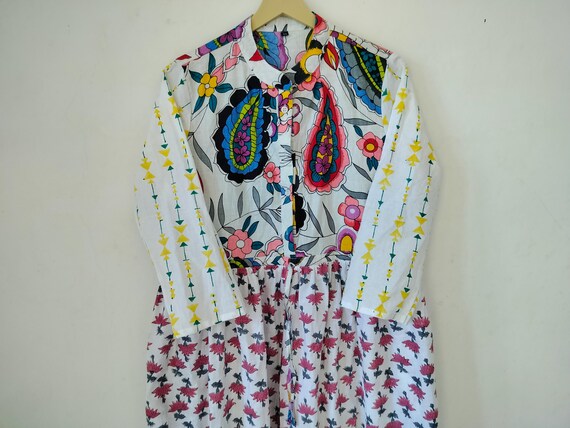 Patchwork Dress Pocket Dress Gifts For Her Indian Cotton Dress Summer Dress Long Dress M size (40 inch bust)