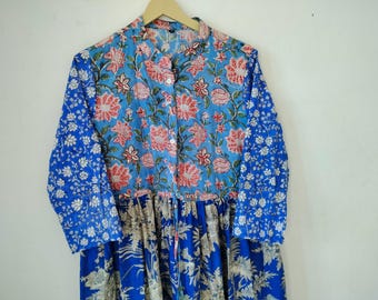 Patchwork Indian Cotton Dress,Summer Dress,Bohemian Dress,Long Dress, Cotton Dress,Midi Dress,Pocket Dress,Gifts For Her