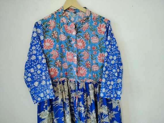 Patchwork Indian Cotton Dress,Summer Dress,Bohemian Dress,Long Dress, Cotton Dress,Midi Dress,Pocket Dress,Gifts For Her